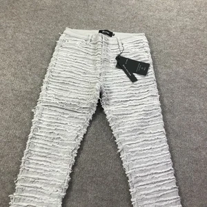 Guapi Jeans Mens 32 Gray Distressed Frayed Stacked Flare Limited Edition Pants - Picture 1 of 11