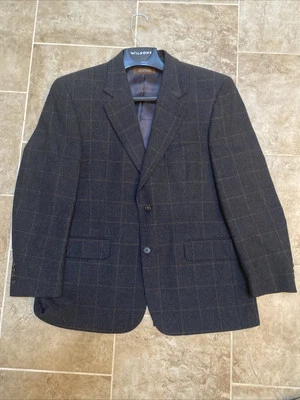 Traje Abrigo Chaqueta Deportiva Blazer Tasso Alba Para Hombres Talla 40R Gris Cachemira Lana Fina Foto 1 de 4