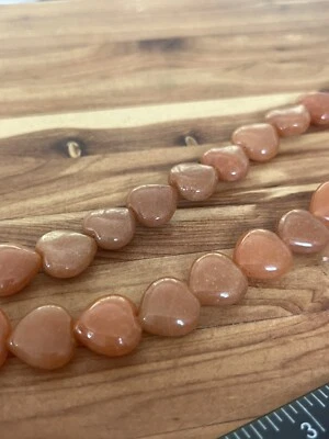 Старый запас оранжевый 12 мм авантюрин плоский сердце камень бусины 12 дюймов прядь - Изображение 1 из 4