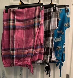 Lot Of 3 Joyspun Women's L (12-14) Woven Cropped Pajama Pants Sleep - Picture 1 of 11
