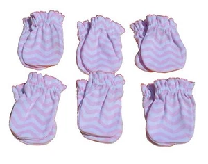 Pink Wave - 6 Pairs Cotton Newborn Baby/infant No Scratch Mittens Gloves - Picture 1 of 1