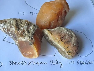 Lot of three pieces 田黄原石 natural Fujian Shoushan Tianhuang rough stone - Picture 1 of 14