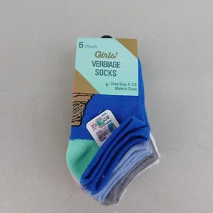 6 Pair Girl's Verbiage Socks Shoe Size 9-3.5, Food Themed Tacos Donut Latte #951 - Picture 1 of 5