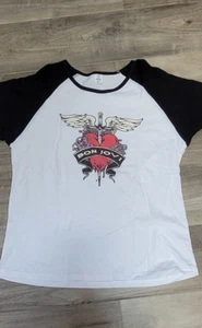Bon Jovi White Shirt You Gave Love A Bad Name Dagger Graphic T-Shirt Women's 2XL - Picture 1 of 5