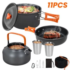 11pcs 2-3 Person Outdoor Picknick-Kochgeschirr-Set Töpfe Bratpfanne Kettle Set - Bild 1 von 6