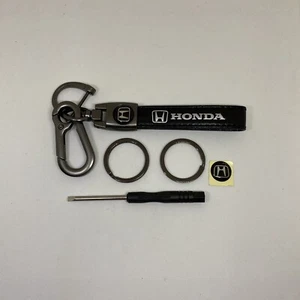 Suit For Honda Black Leather Keychain Brand New! - Imagen 1 de 2