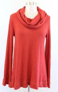 Meadow Rue Anthropologie Burnt Orange Cowl Neck Waffle Knit Sweater Size XS - Picture 1 of 6
