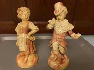 pair of vintage chalkware Borghese figurines, Italy, nice sepia colors - Picture 1 of 6