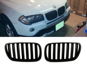 BMW X3 E83 06 - 10 MATTE BLACK M PERFORMANCE STYLE FRONT KIDNEY GRILLES GRILLS - Picture 1 of 2