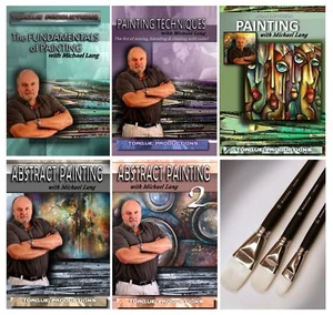 Painting Instruction, Mix Lang Art, DVD set of 5 plus Filbert Master Brush Set  - Picture 1 of 7