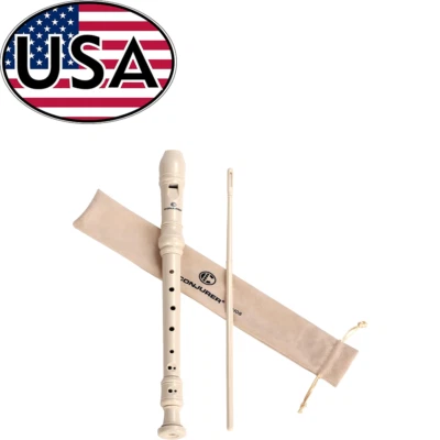 Soprano Instrument German Fingering 8 Hole Flute ABS Descant Recorders Beige - Image 1 of 4