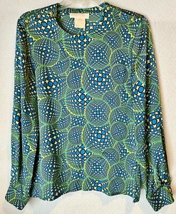 RAR! Vintage ESCADA Margaretha Ley 100% Seide Bluse Top psychedelisch geometrisch Gr. 36 - Bild 1 von 17