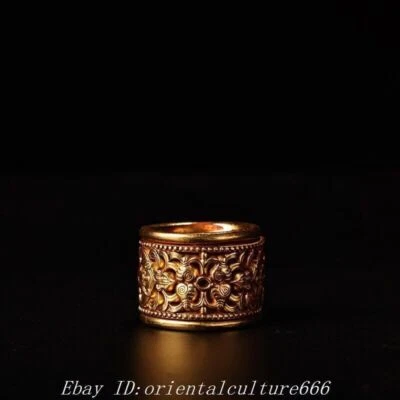 Llave inglesa de anillo de estatua de murciélago animal dorado bronce dinastía antigua de China de 1,2" Foto 1 de 4