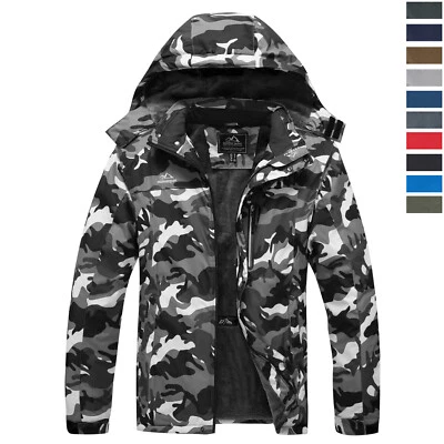 Men's Outdoor Waterproof Ski Snow Jacket Thermal Fleece Lined Winter Work Coats - Image 1 of 4