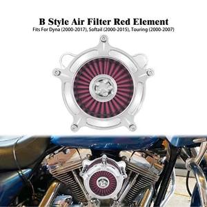 Chrome Turbine Air Filter Red Intake For Harley Softail Breakout Fat Boy 00-2015 - Picture 1 of 15