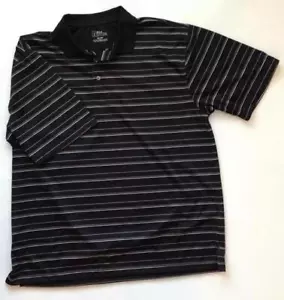PGA Tour Men's X-Large XL Polo Black with White Stripes Short Sleeve Golf Shirt - Picture 1 of 1