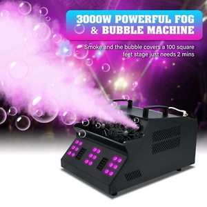 3000W DMX Smoke Fog Bubble Machine RGB LED Light Bubble Blower Stage DJ Fogger - Picture 1 of 12