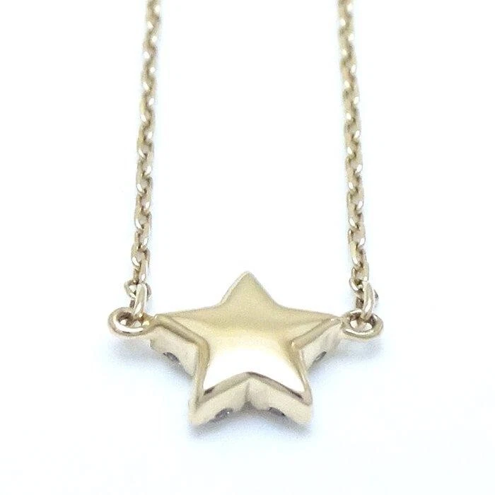 Collar De Estrella Con Motivo De Estrella De Diamante A 4℃ En Oro Amarillo K10YG - Imagen 1 de 4