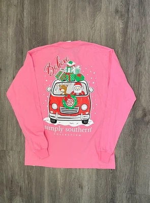 Camisa Simply Southern Manga Larga Navidad Estampado Espalda Talla Mediana Santa Rosa Foto 1 de 4