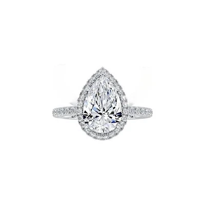 2.40 Ct Pear IGI GIA Certified Lab Grown Diamond Engagement Ring 14K White Gold - Image 1 of 4