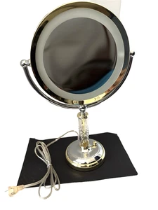 Mascia handgeschliffen 24% Bleikristall Kosmetikspiegel Chrom & Messing groß verstellbar - Bild 1 von 7