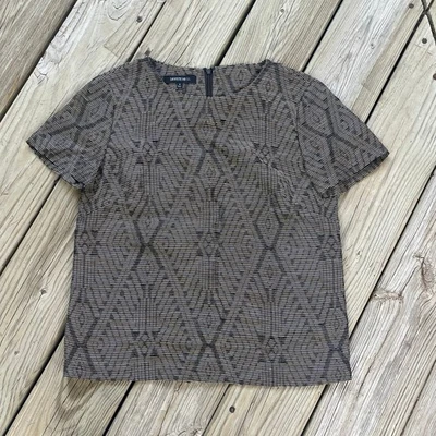 LaFayette 148 Metallic Geometric Print Short Sleeve Top Size 0 - Image 1 of 4