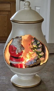 Weihnachtskrippe Keramik Lampe Weihnachtsmann betend, Jesus Baum - Bild 1 von 11