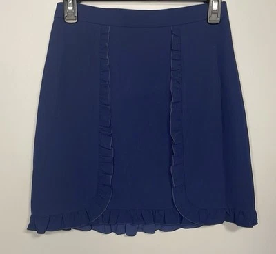 Club Monaco Navy Blue Ruffle Mini Skirt Size Womens 2 - Image 1 of 4
