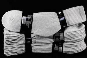 Paquete de 4 y 12 calcetines deportivos calcetines de algodón gris liso 9-11 mujeres 10-13 hombres - Imagen 1 de 2