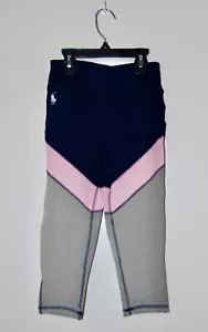 Leggings sportivi Polo Ralph Lauren bambina blu multicolore colorblock nuovi con etichette tg 7 - Foto 1 di 9