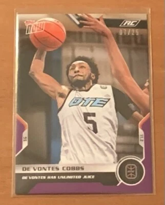 2021 TOPPS NOW OVERTIME ELITE #11 DE’VONTES COBBS NUMBERED 7/25 PURPLE PARALLEL - Image 1 of 2