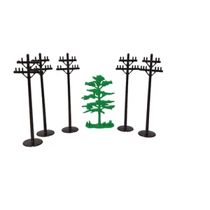 MARX O Gauge Trackside Accessories Electric Poles (5) And Tree Vtg READ - Picture 1 of 4