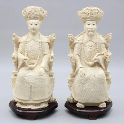 Par De Colección 12" Emperador Chino Emperatriz Asiática Figura Pareja Estatuas Reproducciones Foto 1 de 4
