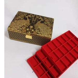 Thai Jewelry Box, Amulet Box, Ring & Necklace Box, Velvet Lined 54 Compartments - Picture 1 of 8