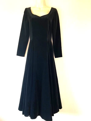 Stunning Laura Ashley Vintage Black Velvet Dress UK 10 US 6 Holiday Princess - Image 1 of 4