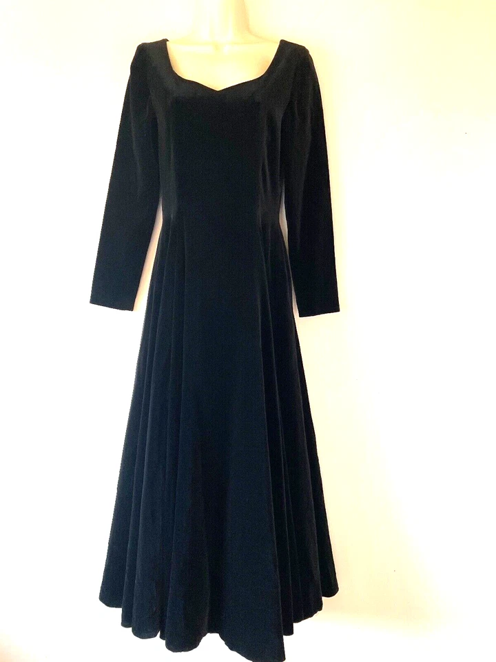 Stunning Laura Ashley Vintage Black Velvet Dress UK 10 US 6 Holiday Princess - Image 1 of 4