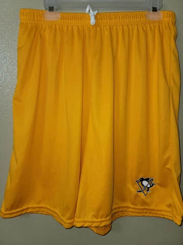 0724 Mens PITTSBURGH PENGUINS Polyester Jersey SHORTS Embroidered GOLD New Cover