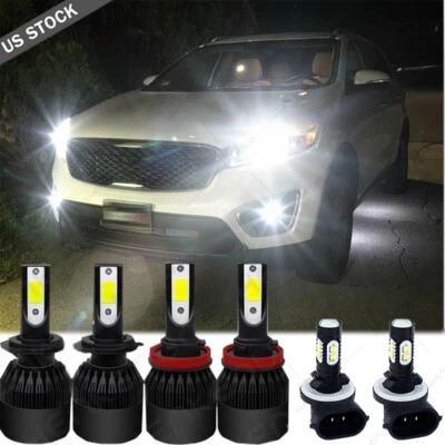 For Kia Sorento 2016-2019 White Combo LED Headlight High Low Beam Fog Light Bulb - Image 1 of 4