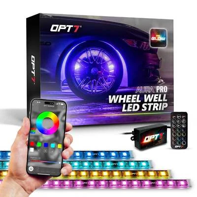 4PC Wheel Well LED Lighting Strips 24" Bluetooth APP+ Remote for Truck SUV Car - Image 1 of 4
