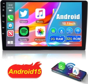 10" Android 15 Double 2Din Car Stereo CarPlay Auto Radio GPS Navi WiFi BT 2+32GB - Picture 1 of 15