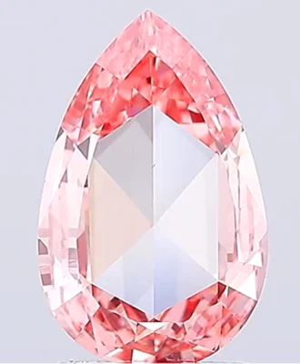 IGI Certified 1.49Ct Pear Rose cut Lab Grown  Fancy Intense Pink  Color VS1 - Image 1 of 4
