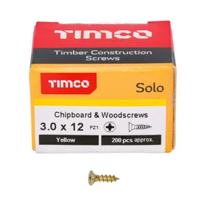 Timco SOLO YELLOW WOODSCREW POZI COUNTERSUNK SOLOC ~ Screws 3.5mm 4.0 4.5 5 6mm - Picture 1 of 2