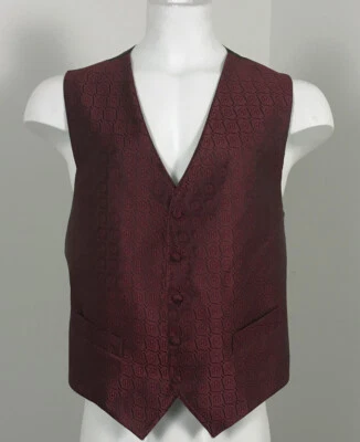 NEW Ermenegildo Zegna Fine Silk Formal Dress (Tuxedo) Vest!  Dark Red & Black - Image 1 of 2
