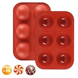 Silicone Chocolate Ball Molds 6 Cavities Each Cavity 2" x 1" - Picture 1 of 7
