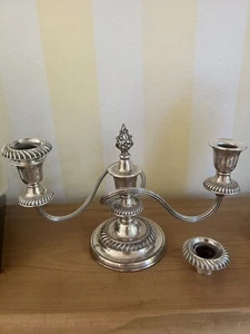 English SilverPlated LOW DoubleTwisted Arms Candelabra Barker Ellis Style+frame - Picture 1 of 17