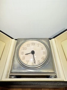 Pottery Barn Silver Square Alarm Clock With Black Case And Original Box 1998 - Picture 1 of 17