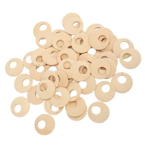 50 piezas pendientes de madera en blanco huecos redondos fáciles de colorear herramientas para hacer joyas - Imagen 1 de 22