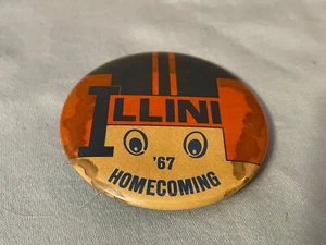 Vintage Univeristy of Illinois 1967 Homecoming Pin Back Button 2 1/4" - Picture 1 of 2