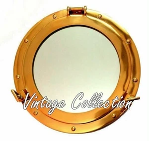 15" Brass Nautical Maritime Porthole Round Window Glass Boat Ship Port Wall Gift - Picture 1 of 3