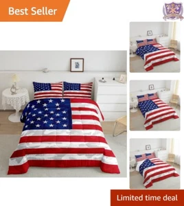 Breathable Microfiber Twin Comforter Set - American Flag Camouflage Style - Picture 1 of 9